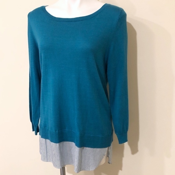 🆕 Laura Scott layered blue scoop neck swea… - Picture 2 of 9